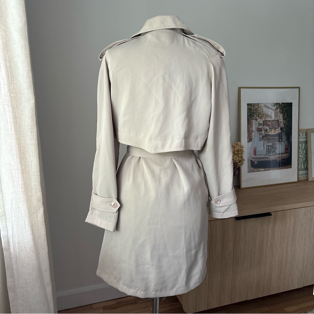 VINTAGE Beige Belted Trench Coat -Size 7 - Picture 3 of 10